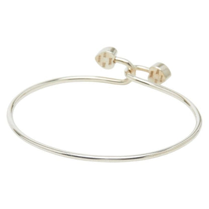 Tiffany & Co Double Heart Hook Bangle Bracelet Silver 18k Yellow Gold