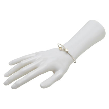 Tiffany & Co Double Heart Hook Bangle Bracelet Silver 18k Yellow Gold