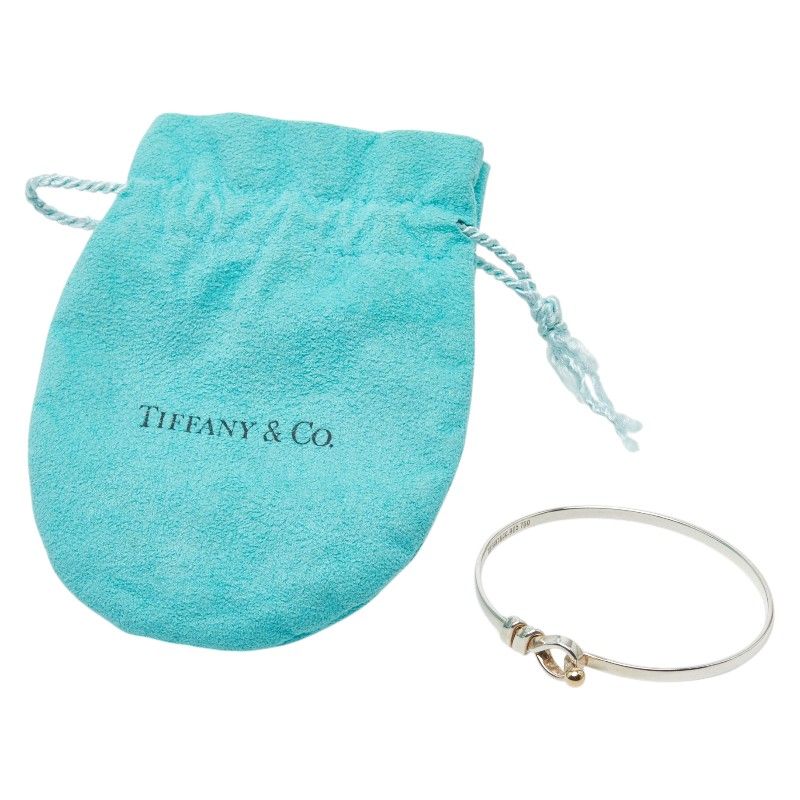 Tiffany & Co Hook Eye Bangle Bracelet Silver 18k Yellow Gold