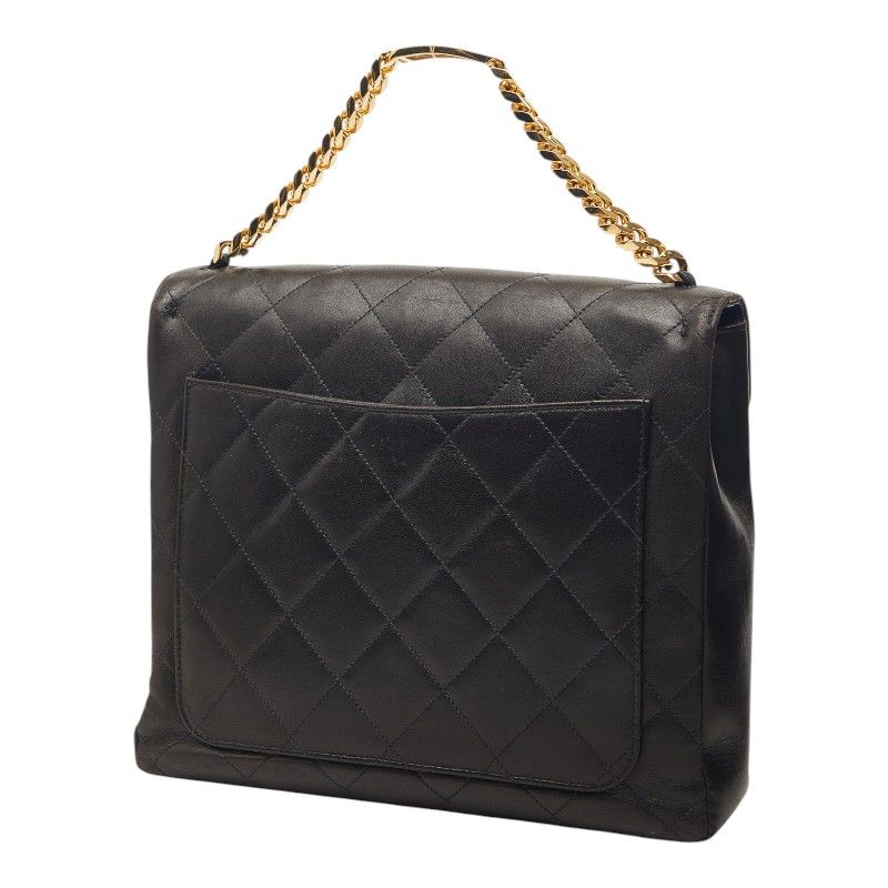 Chanel Quilted CC Logo Chain Handbag Black Lambskin