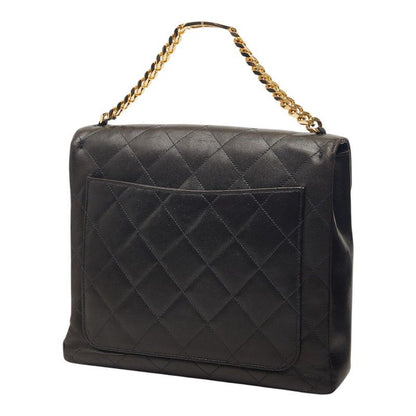 Chanel Quilted CC Logo Chain Handbag Black Lambskin