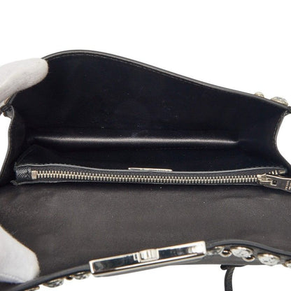 Prada Studded 2-Way Shoulder Bag Black Saffiano Leather Visual