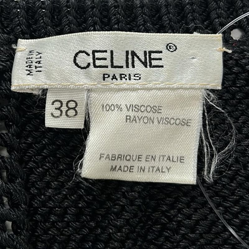 Celine Dress 38 M Black Beige Short Sleeve Knee Length
