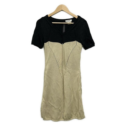 Celine Dress 38 M Black Beige Short Sleeve Knee Length
