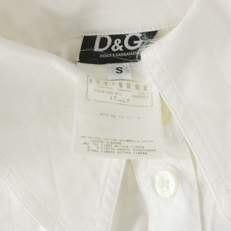 Dolce & Gabbana D&G Shirt Blouse S White with Collar Long Sleeve