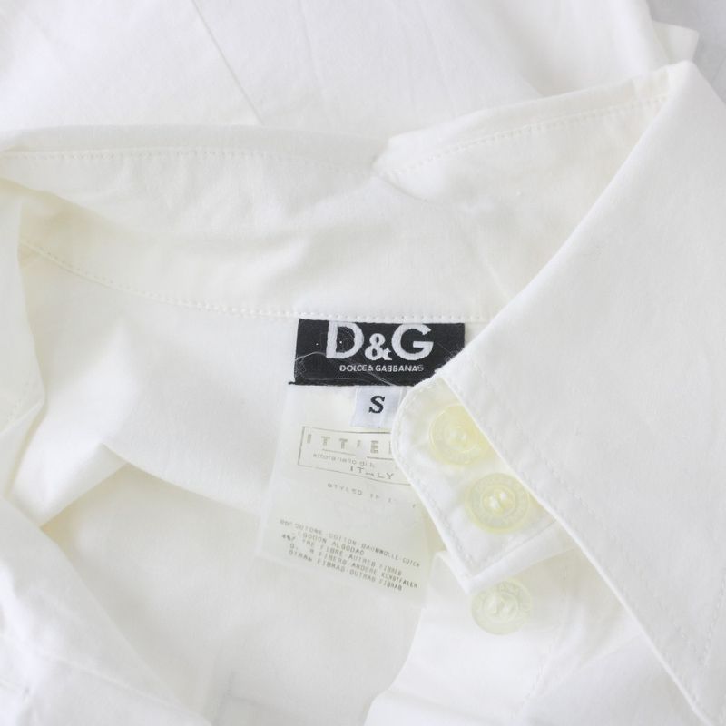 Dolce & Gabbana D&G Shirt Blouse S White with Collar Long Sleeve