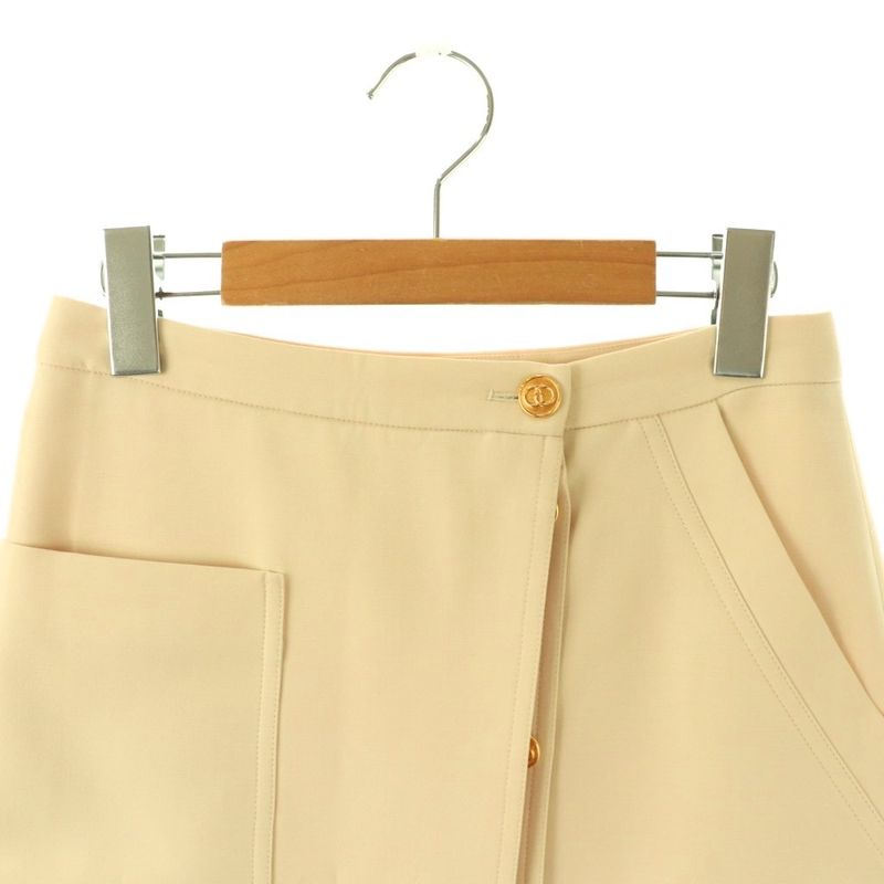 Gucci GG Button Wrap Skirt Tight Silk Blend Long 38 Light Beige CX