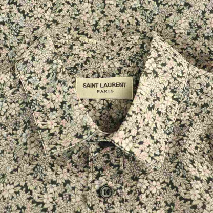 Saint Laurent Paris Flower Print Shirt Cotton 37 Multicolor CX
