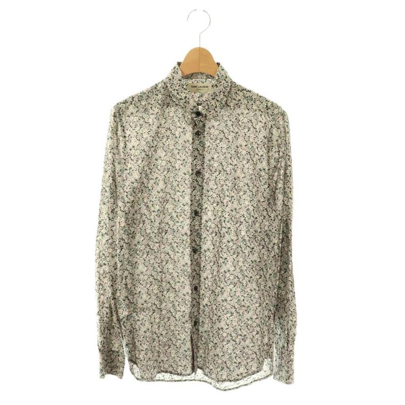 Saint Laurent Paris Flower Print Shirt Cotton 37 Multicolor CX