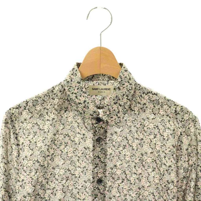 Saint Laurent Paris Flower Print Shirt Cotton 37 Multicolor CX