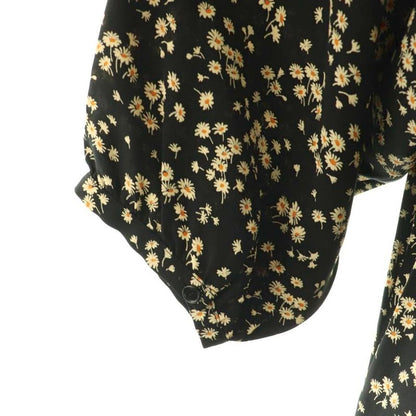 Celine Viscose Canvas Midi Dress Flower Band Collar 34 Black Orange Beige CX