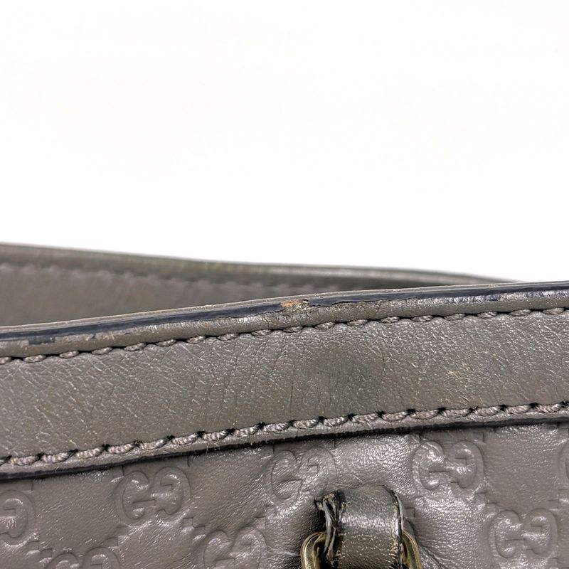 Gucci Micro Guccissima 2-Way Shoulder Bag Tote Leather Gray