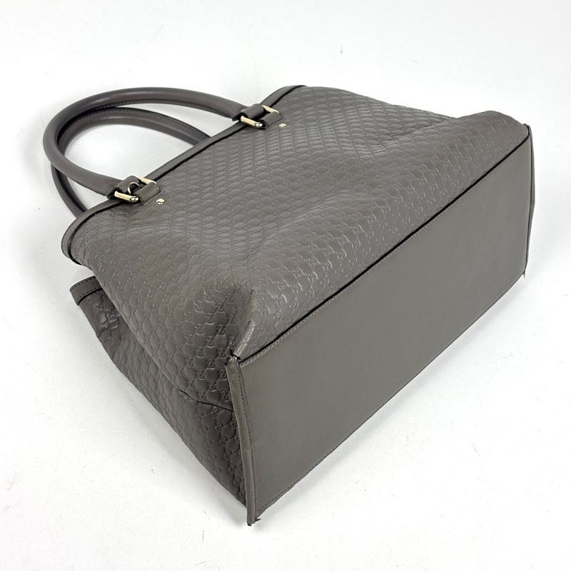 Gucci Micro Guccissima 2-Way Shoulder Bag Tote Leather Gray