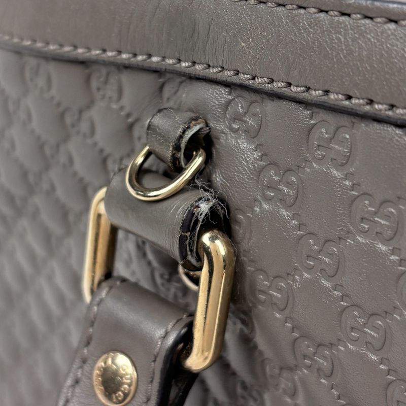 Gucci Micro Guccissima 2-Way Shoulder Bag Tote Leather Gray