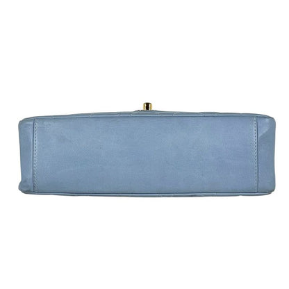 Chanel Diana Quilted Single Flap Chain Shoulder Bag CC Logo Leather Blue