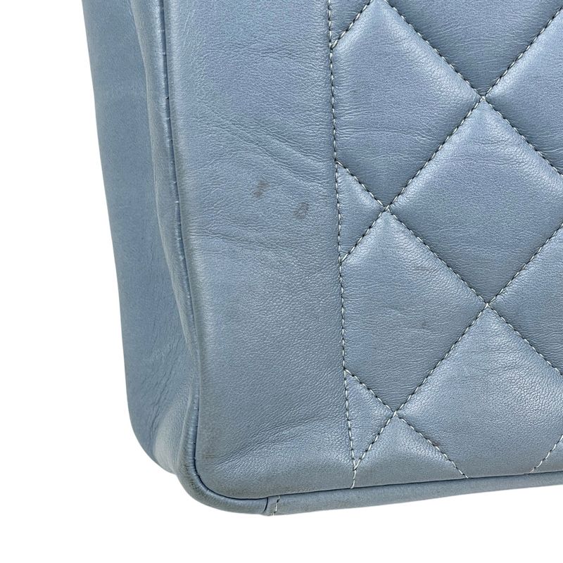 Chanel Diana Quilted Single Flap Chain Shoulder Bag CC Logo Leather Blue