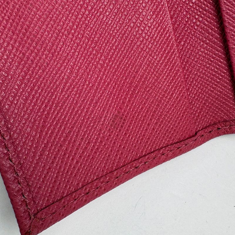 Prada Logo 6 Row Key Case Saffiano Leather Pink Key Holder
