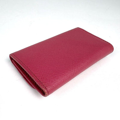 Prada Logo 6 Row Key Case Saffiano Leather Pink Key Holder
