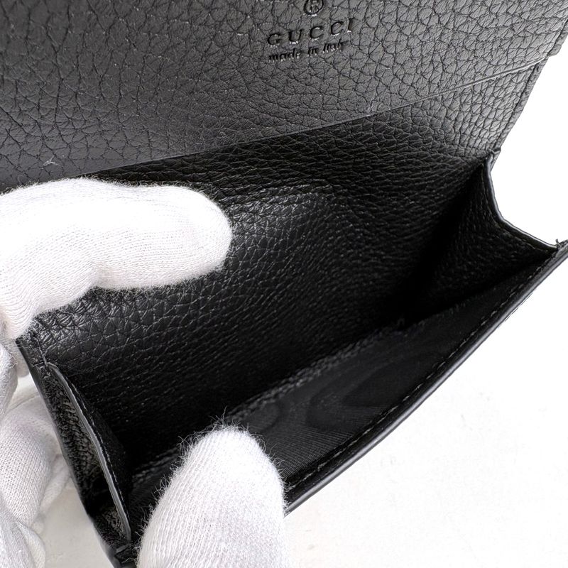 Gucci Logo Card Case Leather Black