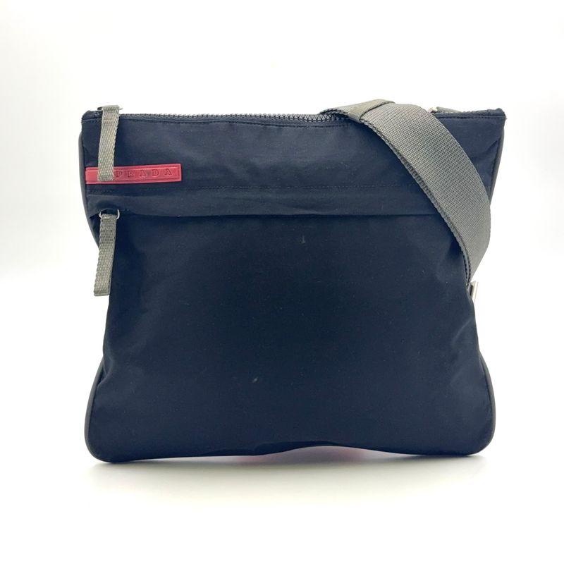 Prada Sports Nylon Black Shoulder Bag Silver