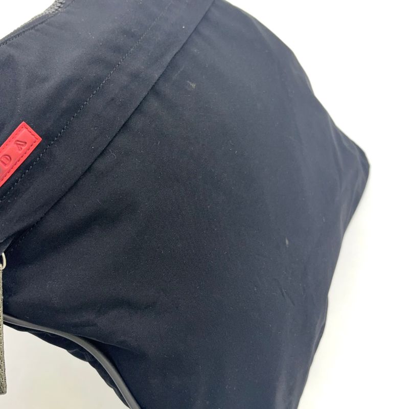 Prada Sports Nylon Black Shoulder Bag Silver