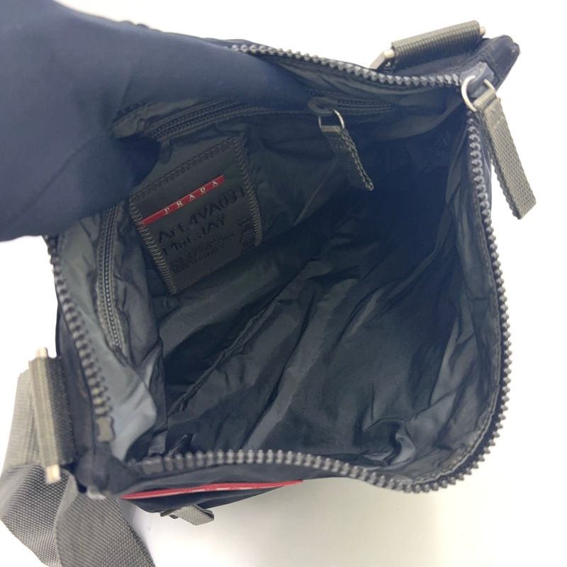 Prada Sports Nylon Black Shoulder Bag Silver