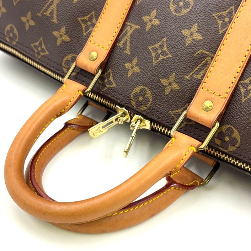 Louis Vuitton Keepall 45 Monogram Leather Brown Boston Bag Gold