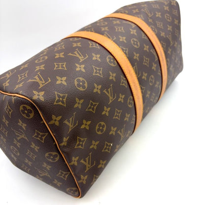 Louis Vuitton Keepall 45 Monogram Leather Brown Boston Bag Gold