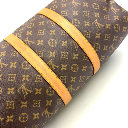Louis Vuitton Keepall 45 Monogram Leather Brown Boston Bag Gold
