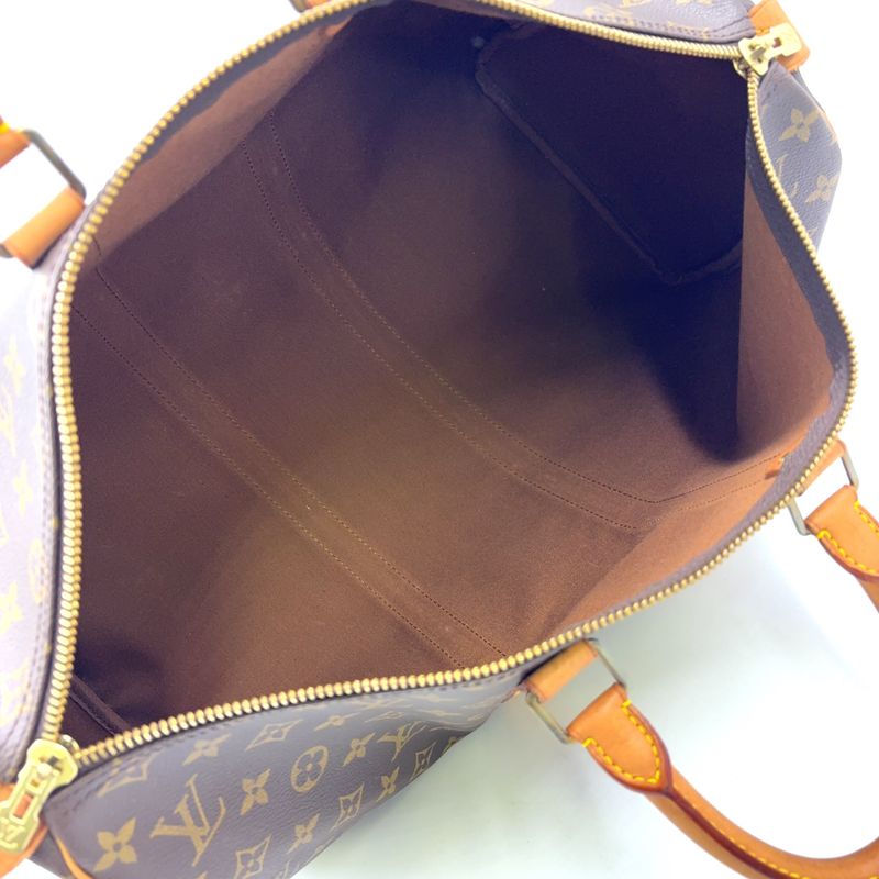 Louis Vuitton Keepall 45 Monogram Leather Brown Boston Bag Gold