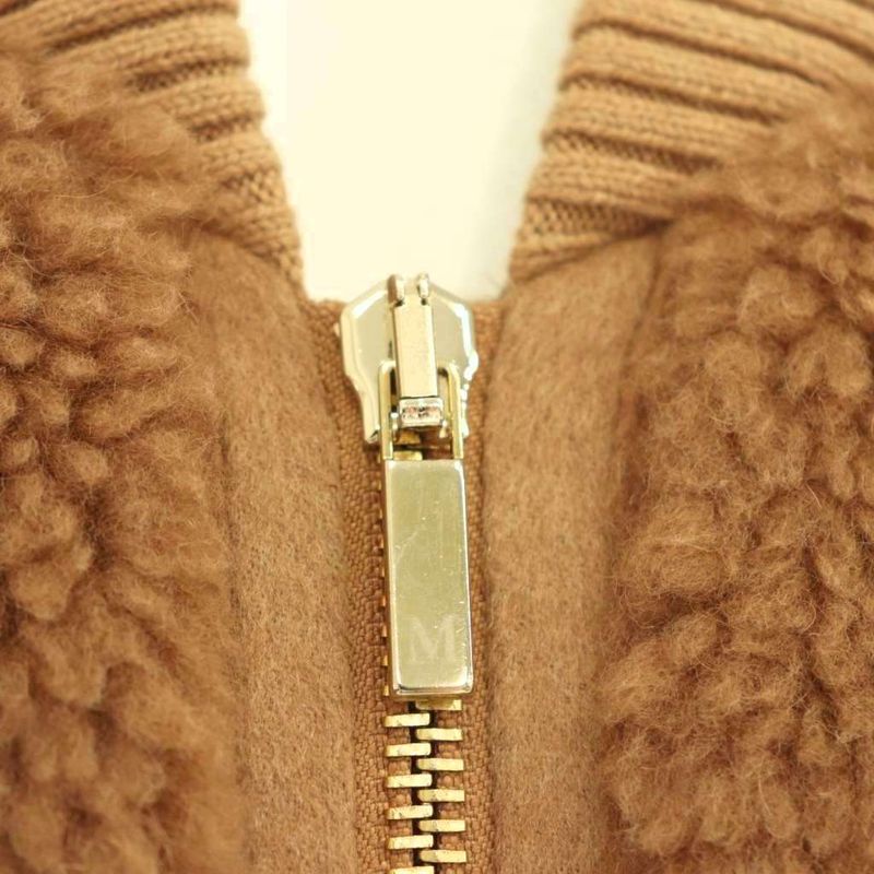 Max Mara Teddy Bear Cape Coat Outer Poncho Zip Up M Brown