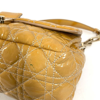 Dior Shoulder Bag Cannage Logo Chain Enamel Beige