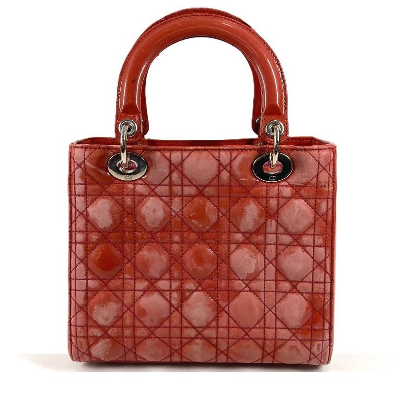 Dior Handbag Ladydior Enamel Pink