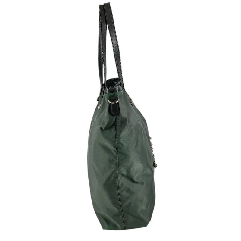 Prada Tote Triangle Logo Leather Nylon Gray