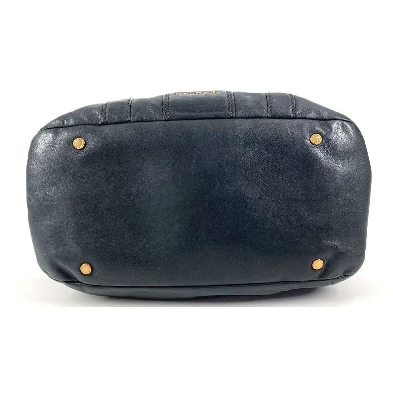 Bvlgari Shoulder Bag Logo Leather Navy
