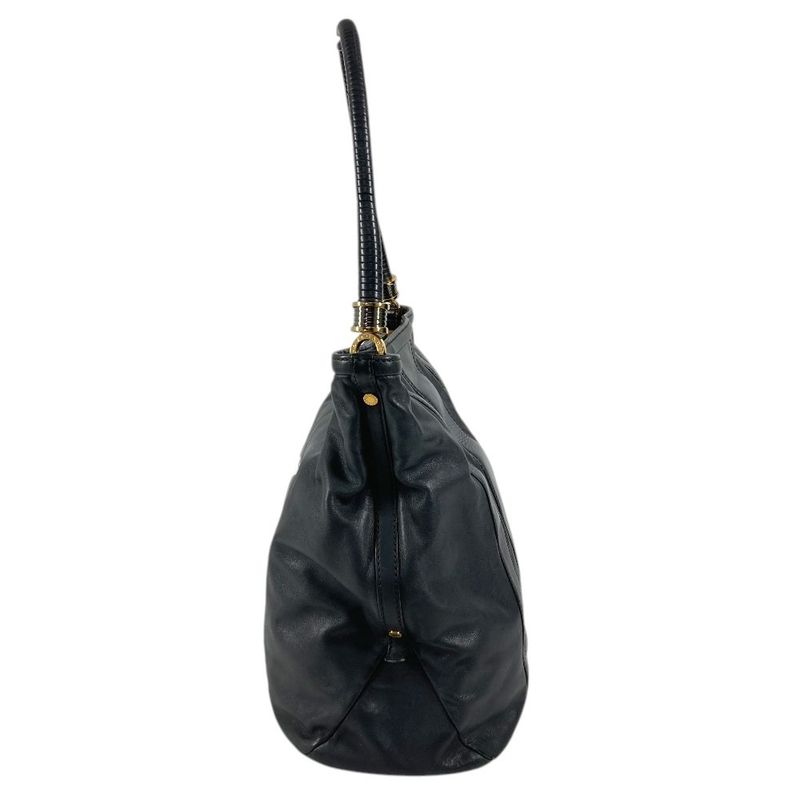 Bvlgari Shoulder Bag Logo Leather Navy