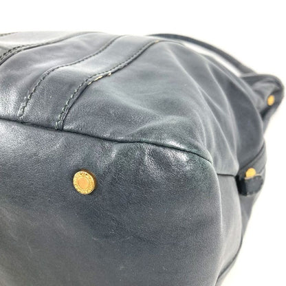 Bvlgari Shoulder Bag Logo Leather Navy