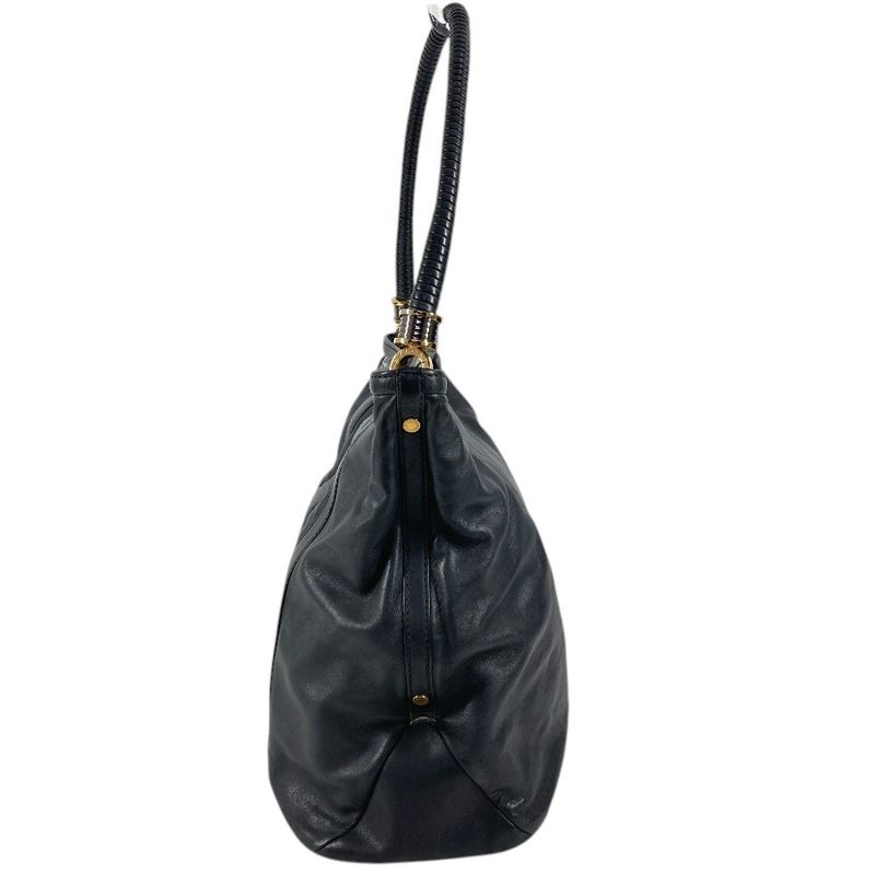 Bvlgari Shoulder Bag Logo Leather Navy