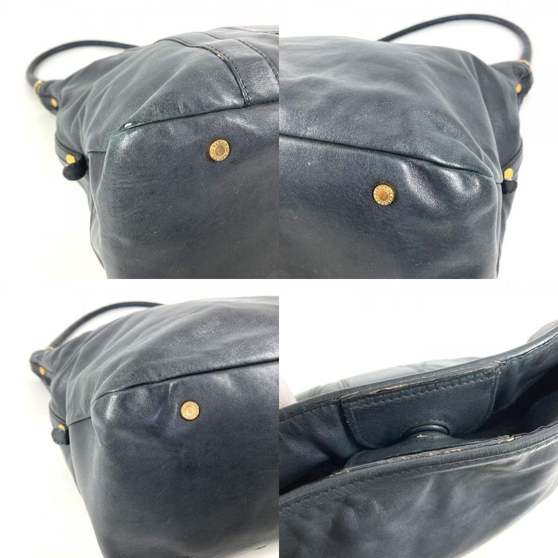 Bvlgari Shoulder Bag Logo Leather Navy