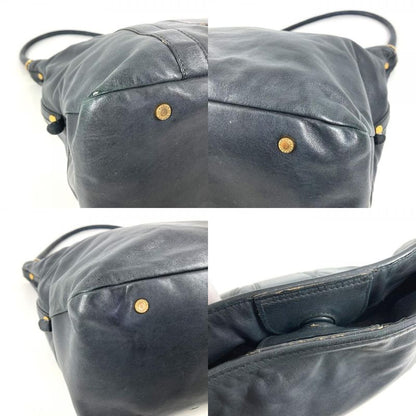 Bvlgari Shoulder Bag Logo Leather Navy
