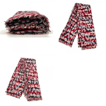 Louis Vuitton Shawl Graffiti Logo Wool Red Scarf