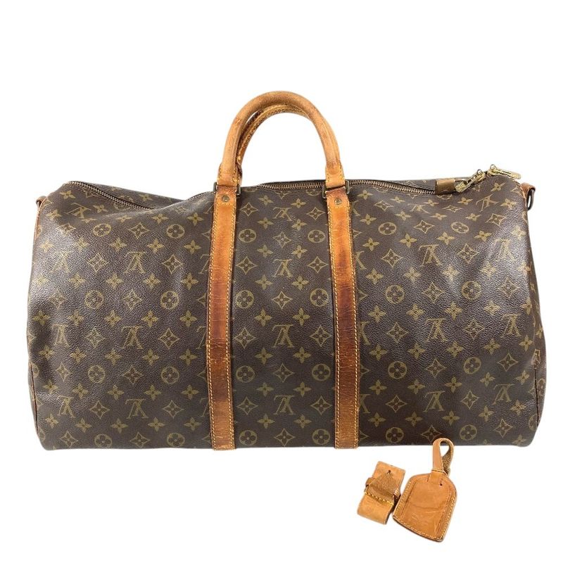 Louis Vuitton Boston Bag Keepall Bandouliere 55 Monogram Canvas Brown