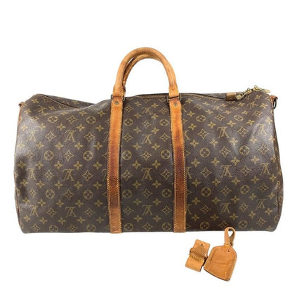 Louis Vuitton Boston Bag Keepall Bandouliere 55 Monogram Canvas Brown