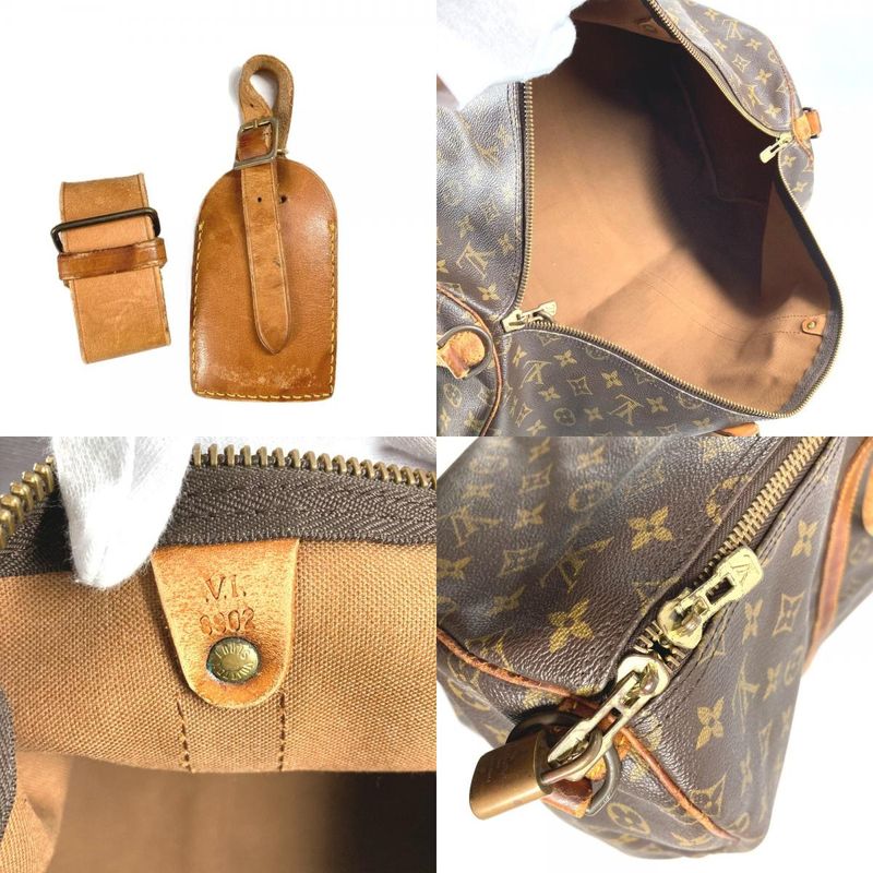 Louis Vuitton Boston Bag Keepall Bandouliere 55 Monogram Canvas Brown