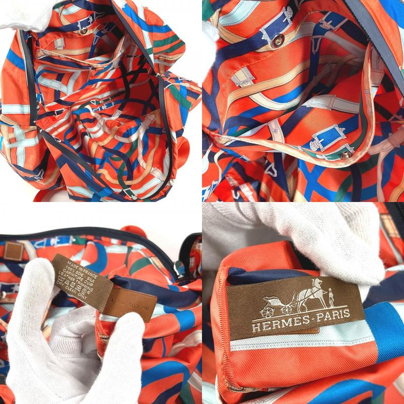 Hermes Shoulder Bag Air Silk Duffle 44 Orange