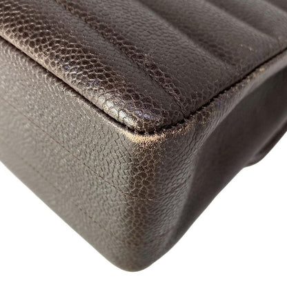 Chanel Shoulder Bag Dark Brown Chain Gold