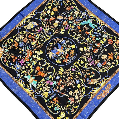 Hermes Scarf Carre 90 Black Blue Multi Pierres D'orient Et D'occident