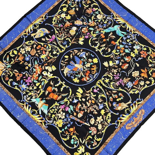Hermes Scarf Carre 90 Black Blue Multi Pierres D'orient Et D'occident