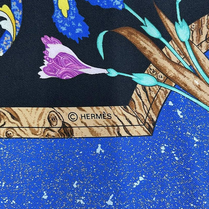 Hermes Scarf Carre 90 Black Blue Multi Pierres D'orient Et D'occident