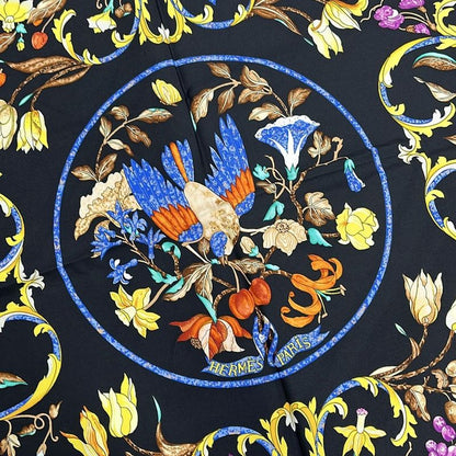 Hermes Scarf Carre 90 Black Blue Multi Pierres D'orient Et D'occident